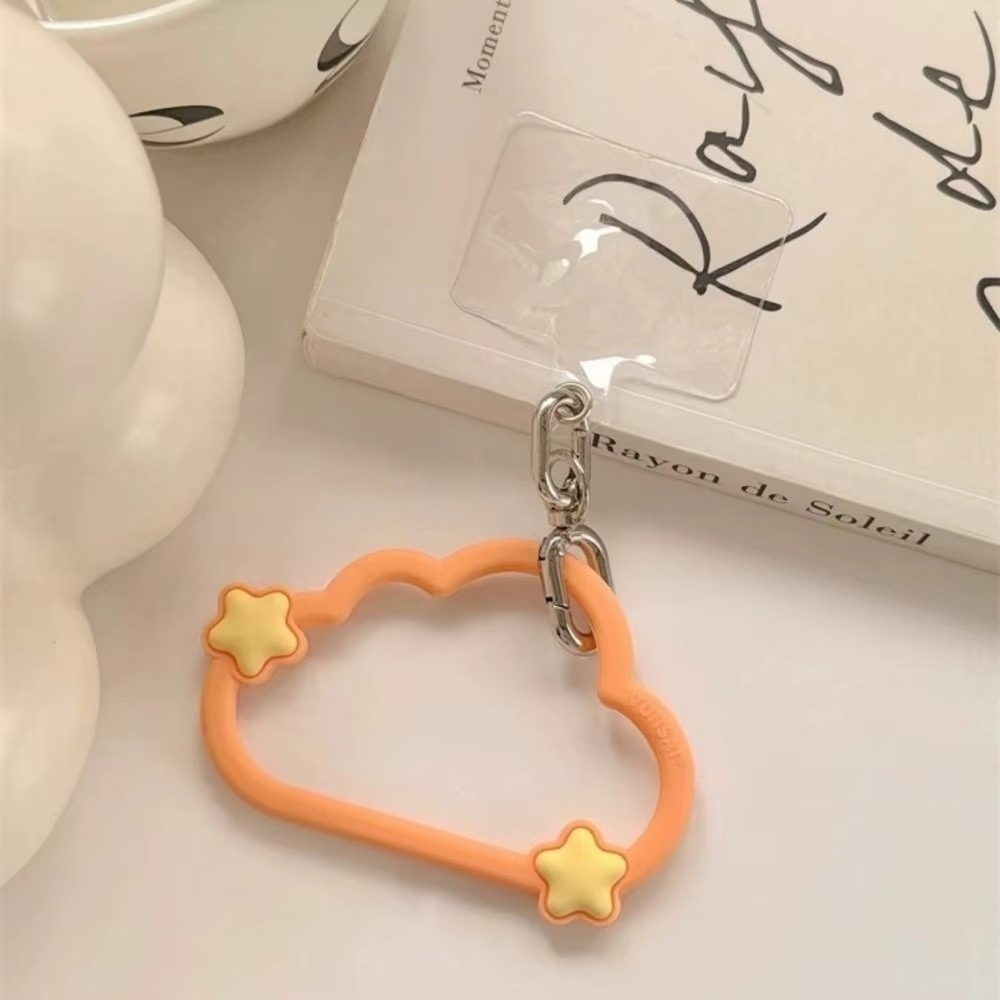 Cute Cartoon Wrist Strap Silicone Case - かわいいシリコン製携帯電話ストラップ、紛失防止雲型リストストラップ、拡張型漫画風携帯ケースペンダントバッグチャーム