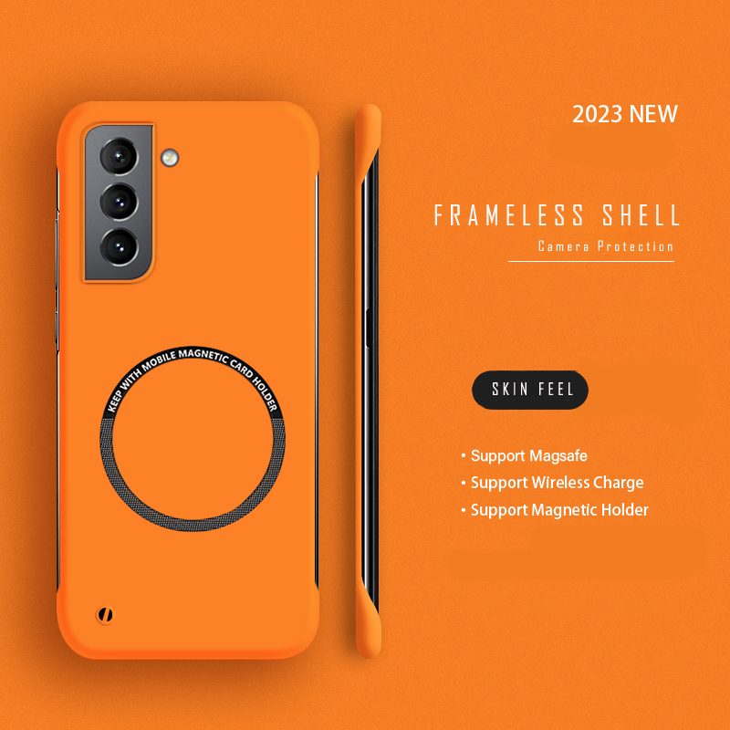 Ultra Thin Frameless Phone Cover - ハード PC フレームレス磁気電話ケース三星銀河 S23 S22 S21