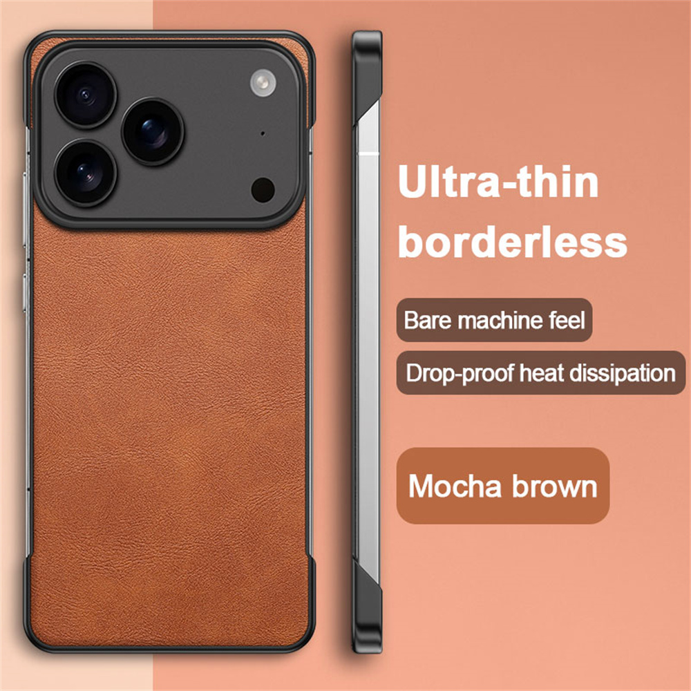 Ultra Thin Frameless Phone Cover - クラシックレザー 超薄型 PC フレームレス スマホケース iPhone