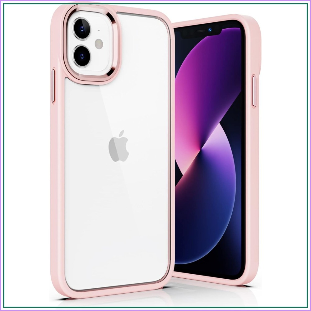Clear Shockproof Bumper Case - iPhone 11 6.1インチ用クリア耐衝撃ケース、ピンクの縁取りスリムTPUバンパー