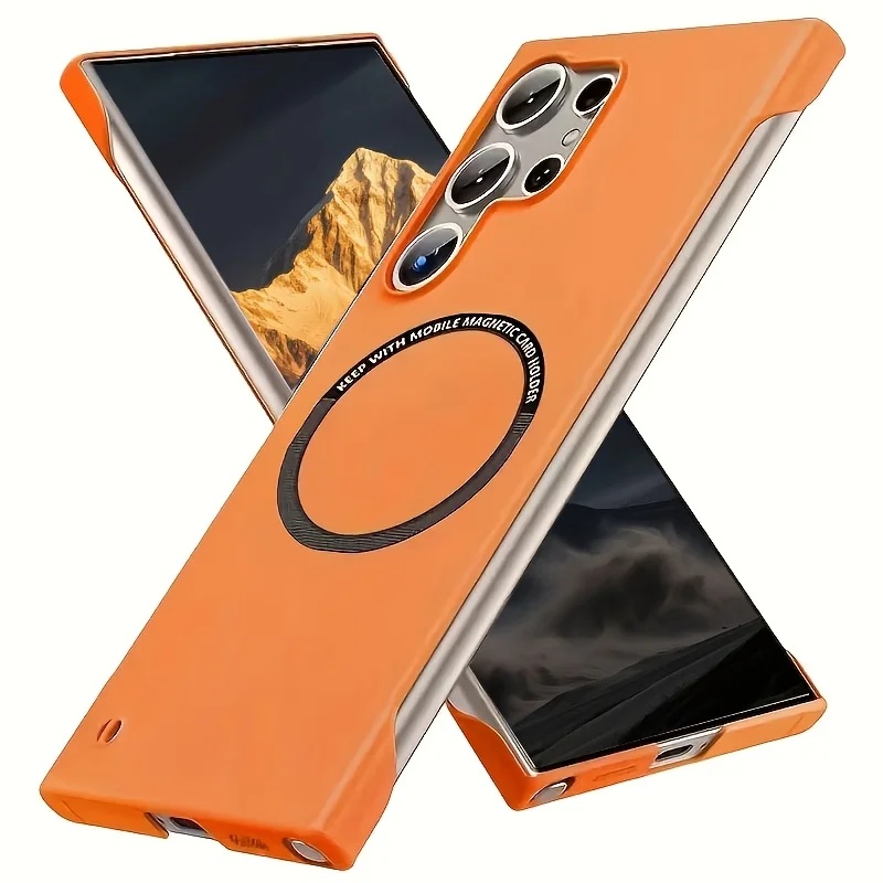 Ultra Thin Frameless Phone Cover - 超薄型フレームレスハードフォンケース、Samsung S26 Ultra、S25 Ultra、S24 Plus、S23、S22、S21 FE用、Magsafe対応マグネティック保護カバー