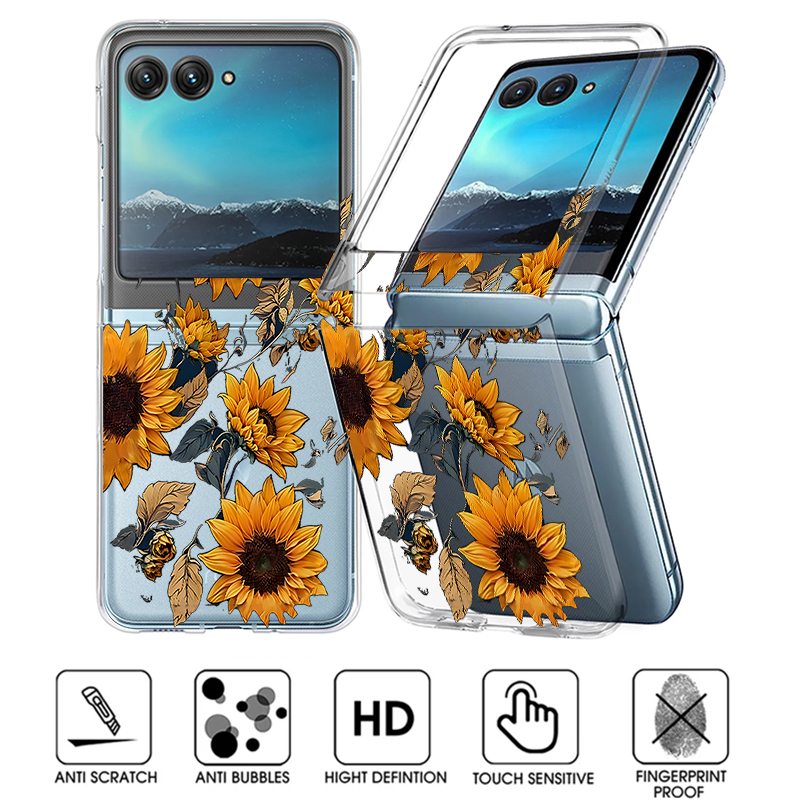 Clear Shockproof Bumper Case - ひまわり柄クリア電話ケースモトローラ Razr 50 40 ウルトラ Razr40