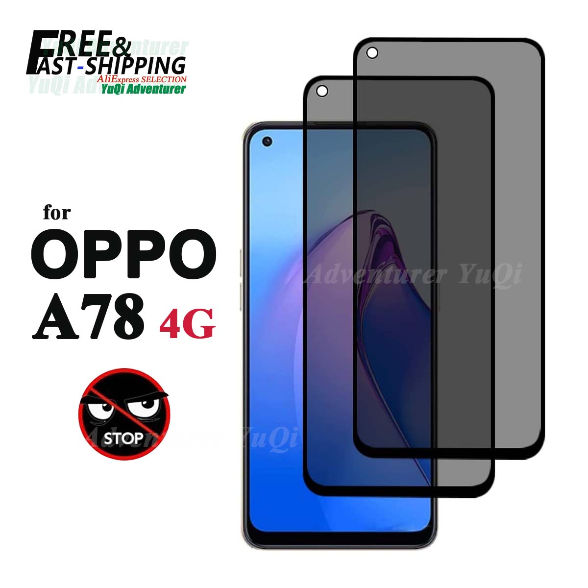 Anti Spy Privacy Glass Case - Oppo用スパイスクリーンプロテクター,a78,4g,プライバシー,強化ガラス,9時間,のぞき見防止,引っかき傷防止,高アルミニウムケース
