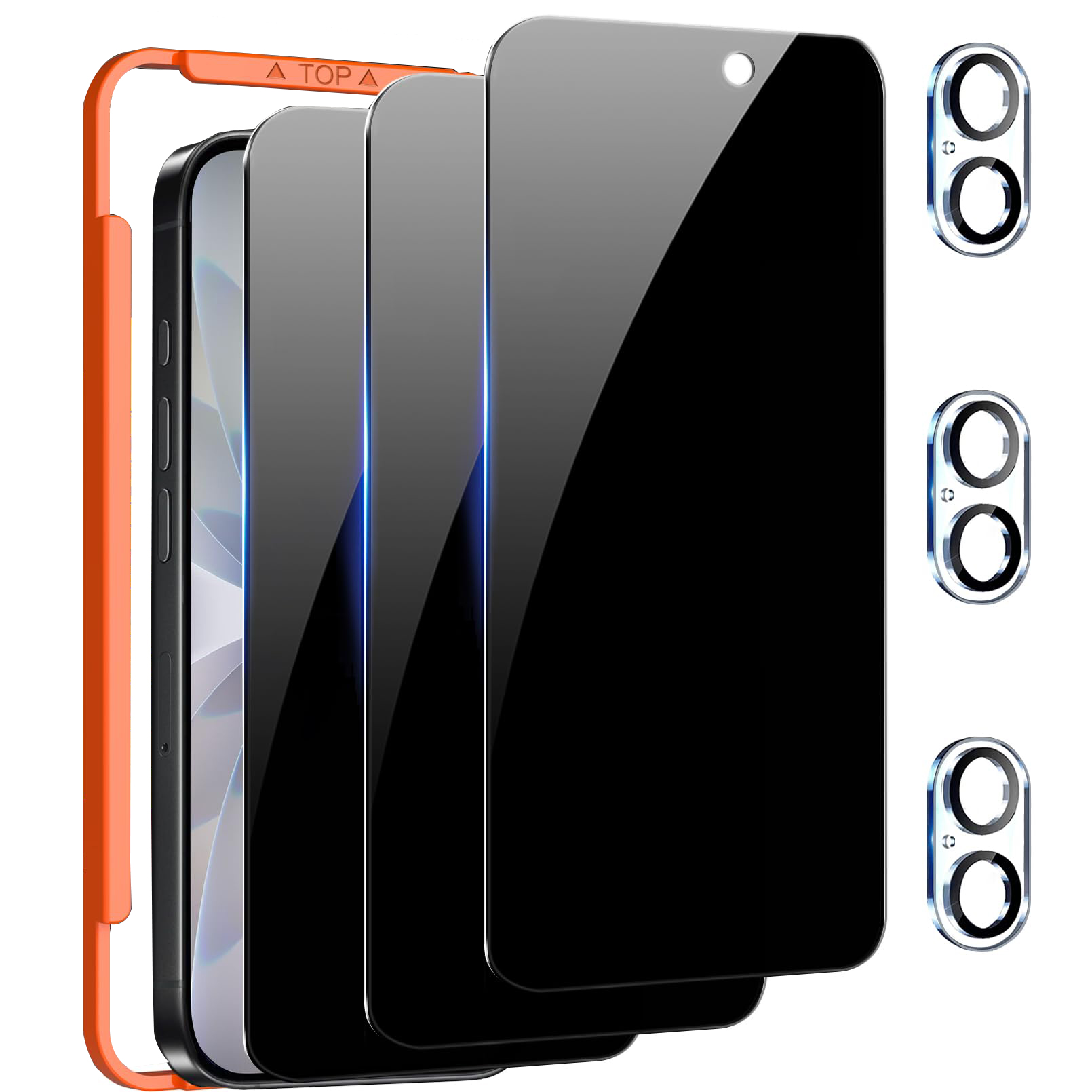 Anti Spy Privacy Glass Case - iPhone 17用プライバシースクリーンプロテクター3枚パック、スマホケース対応アクセサリー、プライバシーフィルム、強化ガラスカメラレンズプロテクター