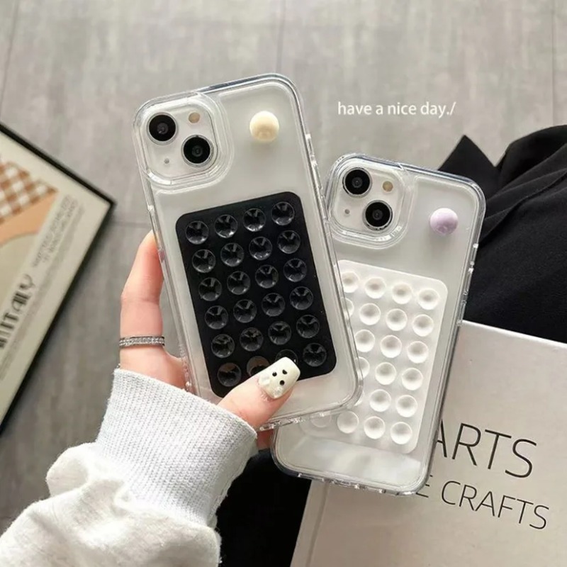 Phone Cases - シリコン製吸盤式スマホホルダーマット。多機能吸盤、壁掛けスタンド、正方形、滑り止め、片面ケース取り付け用、背面ステッカー。