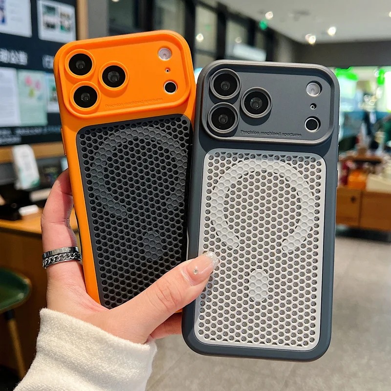 Heat Dissipation Mesh Breathable Case - 放熱メッシュ通気性磁気電話ケース iPhone 17 16 15 14