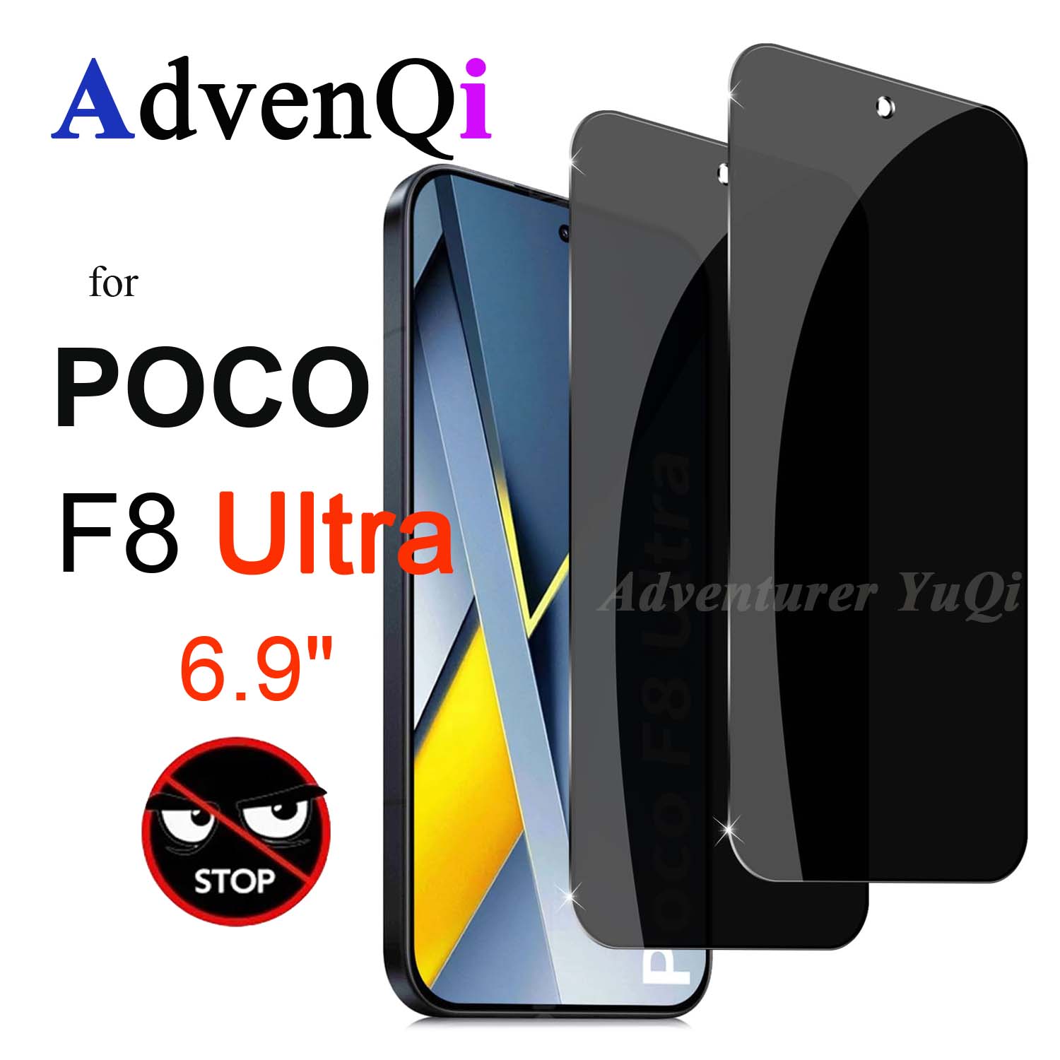 Anti Spy Privacy Glass Case - アンチスパイスクリーンプロテクター Xiaomi POCO F8 Ultra 6.9
