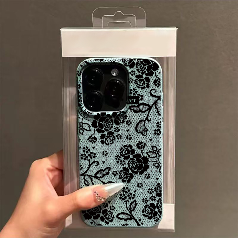 エレガントな黒レースローズフローラルヴィンテージ柄プリントソ - Vintage Floral Pattern Soft Case のレビューと価格