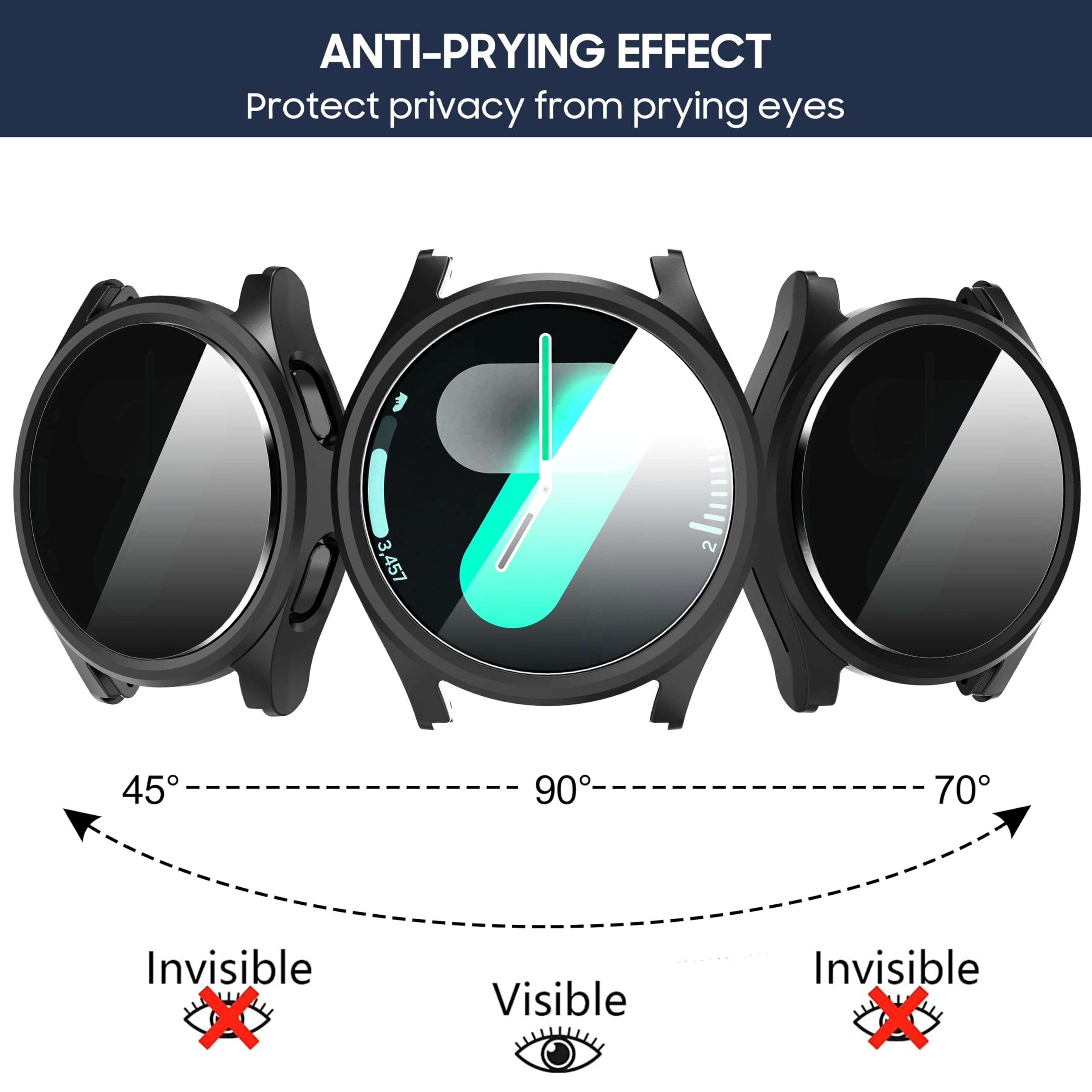 サムスンギャラクシーウォッチ7用の強化ガラスとプライバシーケ - Anti Spy Privacy Glass Case のレビューと価格