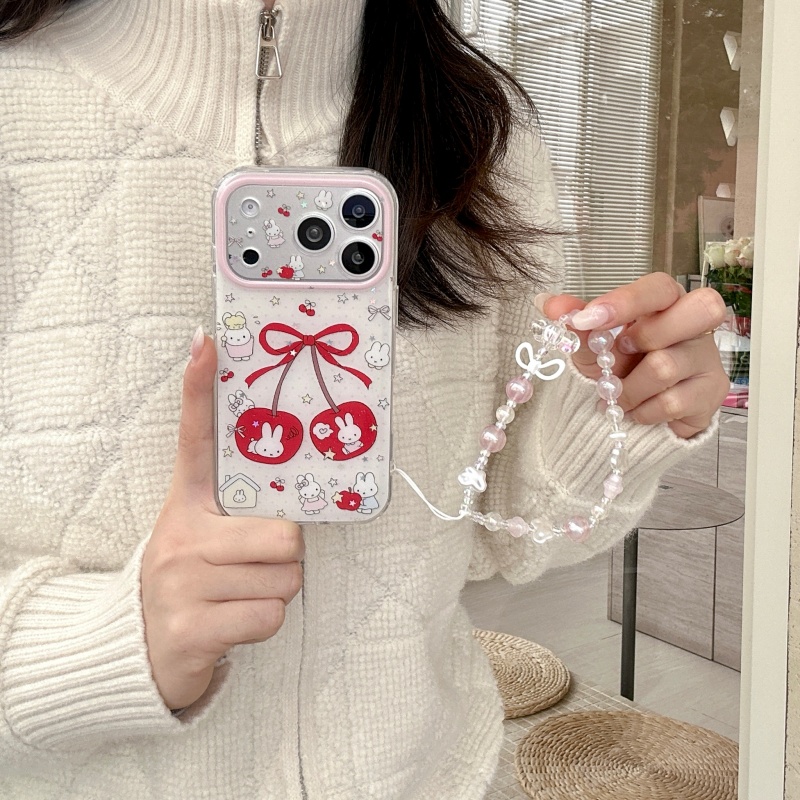 キュートな漫画風スイートチェリーミッフィー スパークリングフ - Cute Cartoon Wrist Strap Silicone Case のレビューと価格