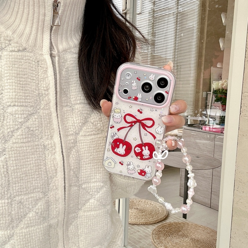 キュートな漫画風スイートチェリーミッフィー スパークリングフ - Cute Cartoon Wrist Strap Silicone Case のレビューと価格