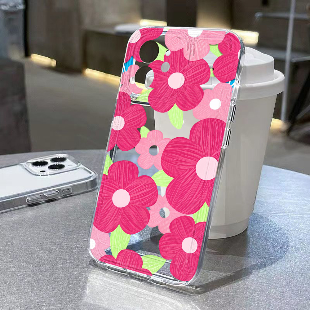 カラフルな花柄クリアスマホケース iPhone 16 17  - Clear Shockproof Bumper Case のレビューと価格