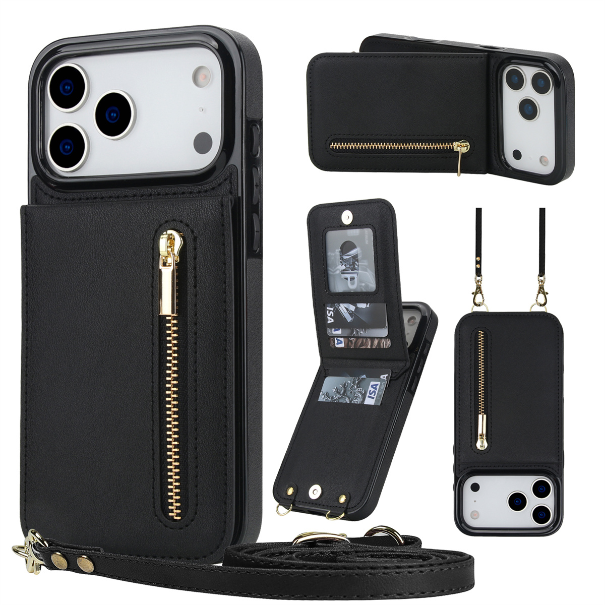 iPhone 16 Pro Max、17 Air、16E、1 - Leather Wallet Card Holder Phone Cover のレビューと価格