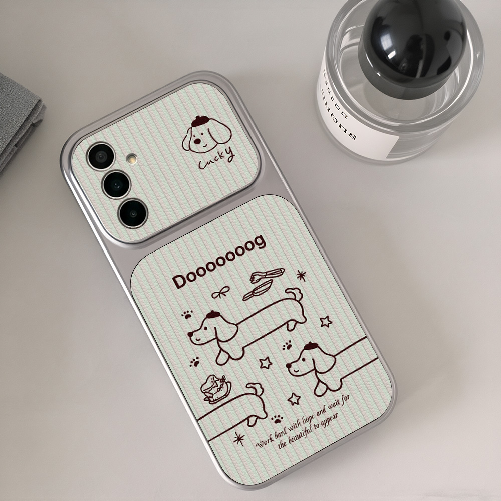 漫画風ダックスフント柄スマホケース サムスン A56 A55 - Cute Cartoon Wrist Strap Silicone Case のレビューと価格