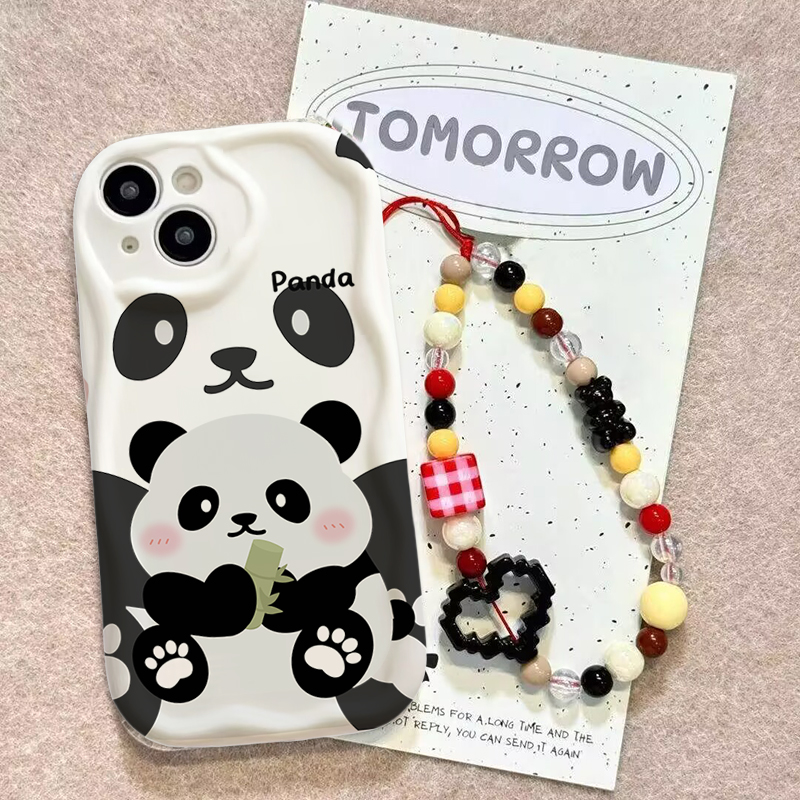 かわいいパンダのリストストラップケース、Samsung Ga - Cute Cartoon Wrist Strap Silicone Case のレビューと価格