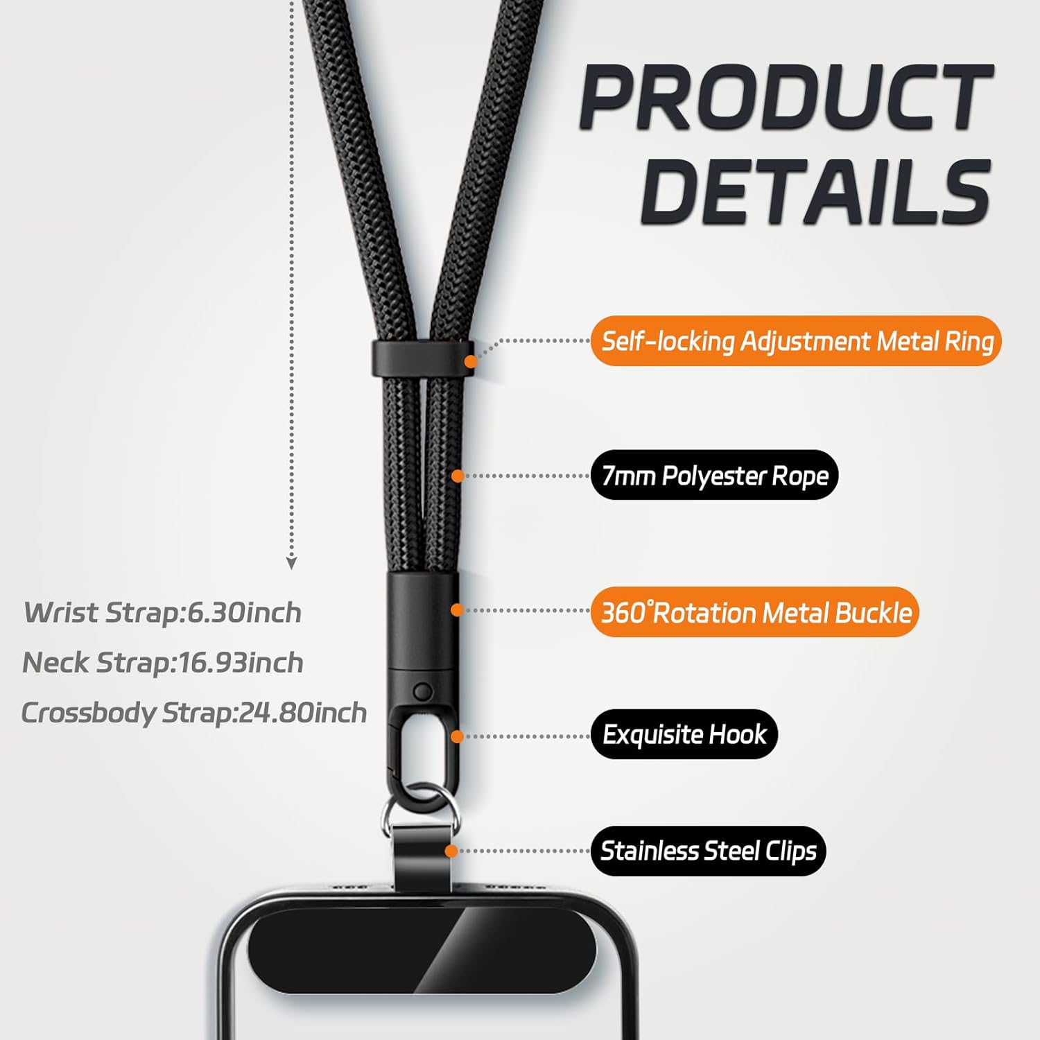 クリップ付きユニバーサルフォンストラップ アップグレードされ - Crossbody Lanyard Neck Strap Case のレビューと価格