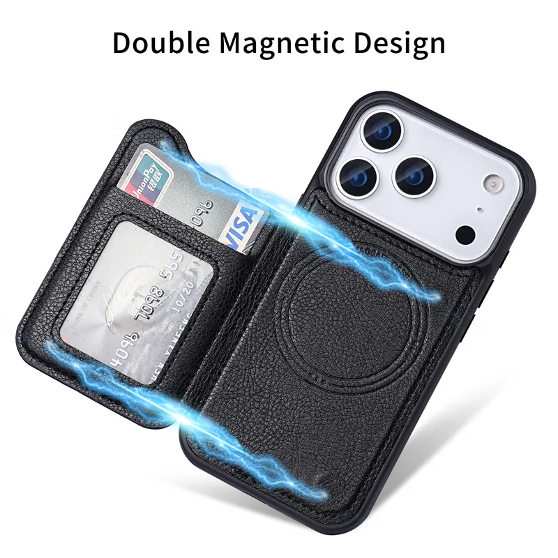 MagSafe対応 マグネット式フリップレザーウォレットカー - Leather Wallet Card Holder Phone Cover のレビューと価格