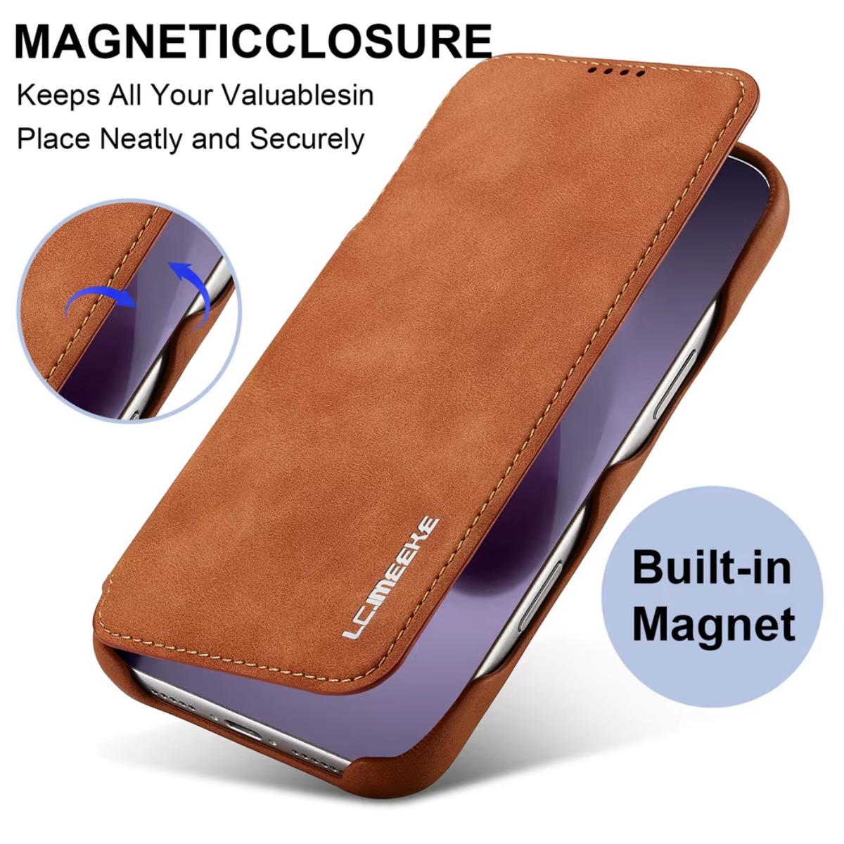 レザー財布型マグネットフリップカバー、カードホルダー付き、A - Leather Wallet Card Holder Phone Cover のレビューと価格