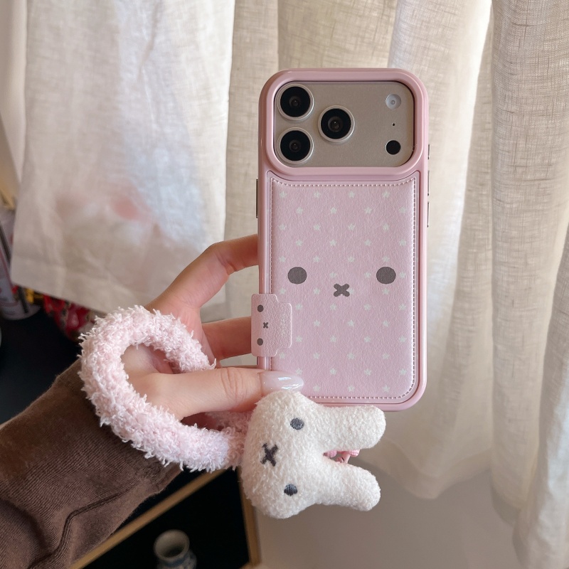 かわいいキュートな漫画風ピンクのミッフィー星柄レザー製落下防 - Cute Cartoon Wrist Strap Silicone Case のレビューと価格