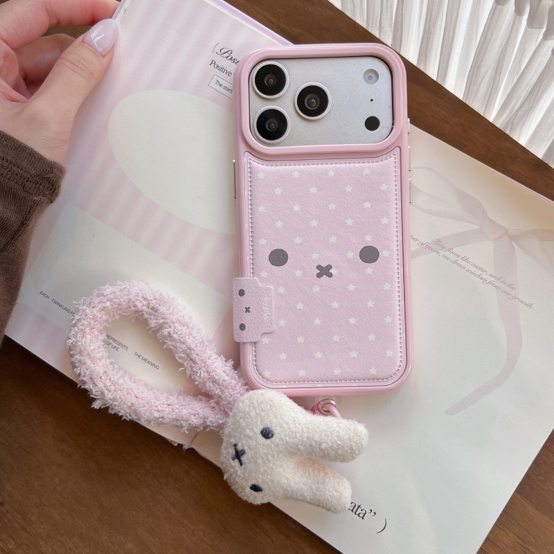 かわいいキュートな漫画風ピンクのミッフィー星柄レザー製落下防 - Cute Cartoon Wrist Strap Silicone Case のレビューと価格