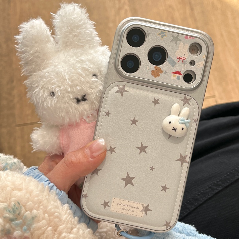 豪華な漫画風キュートな星型3D立体ミッフィーレザー製iPho - Cute Cartoon Wrist Strap Silicone Case のレビューと価格