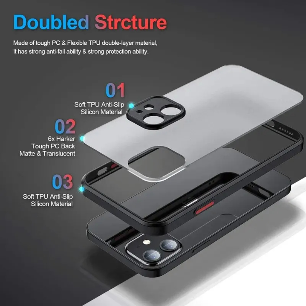 耐衝撃アーマーマットケース iPhone 16 15 14  - Matte Hard Pc Back Case のレビューと価格