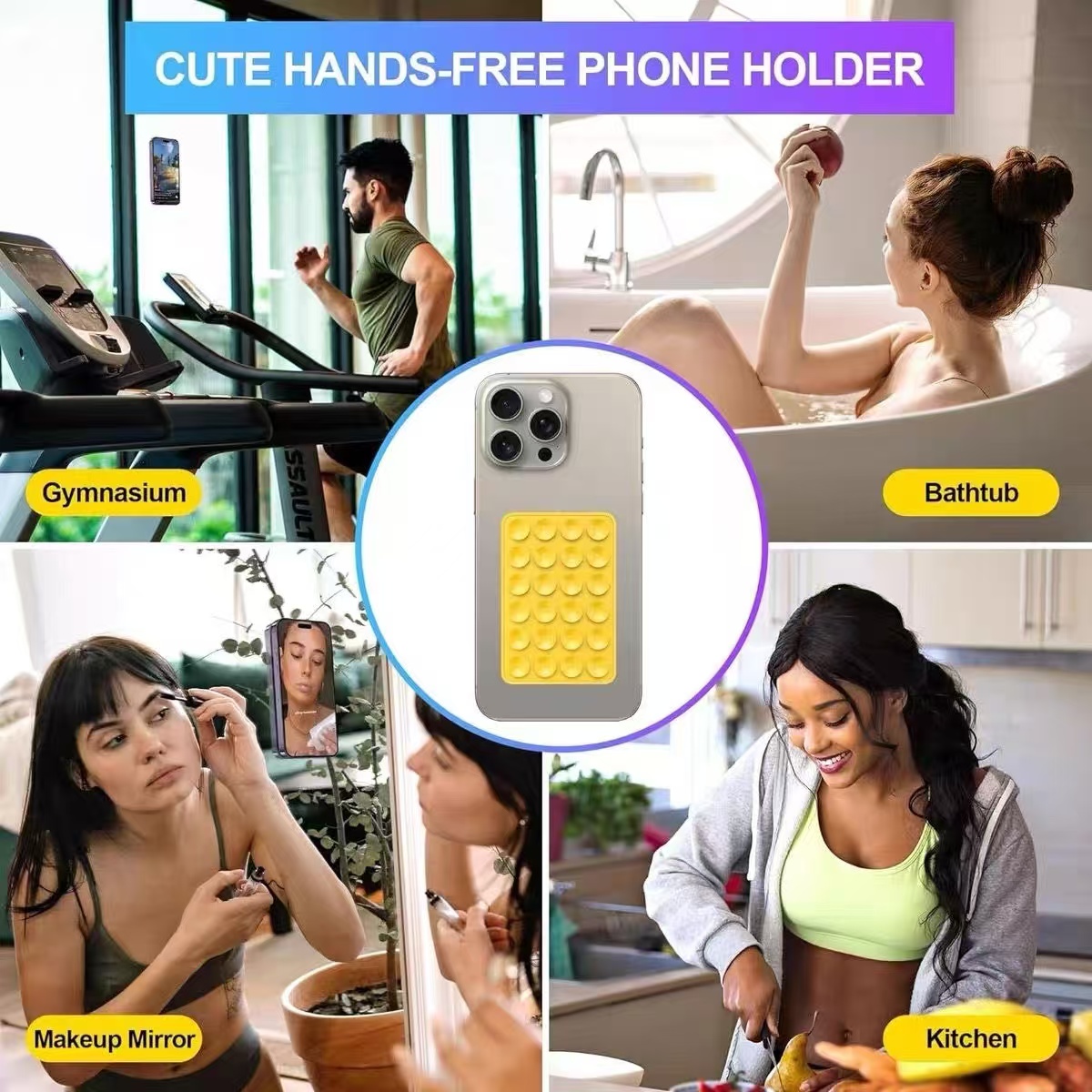 多機能シリコン吸盤式スマホホルダーパッド、吊り下げ式四角滑り - Phone Cases のレビューと価格