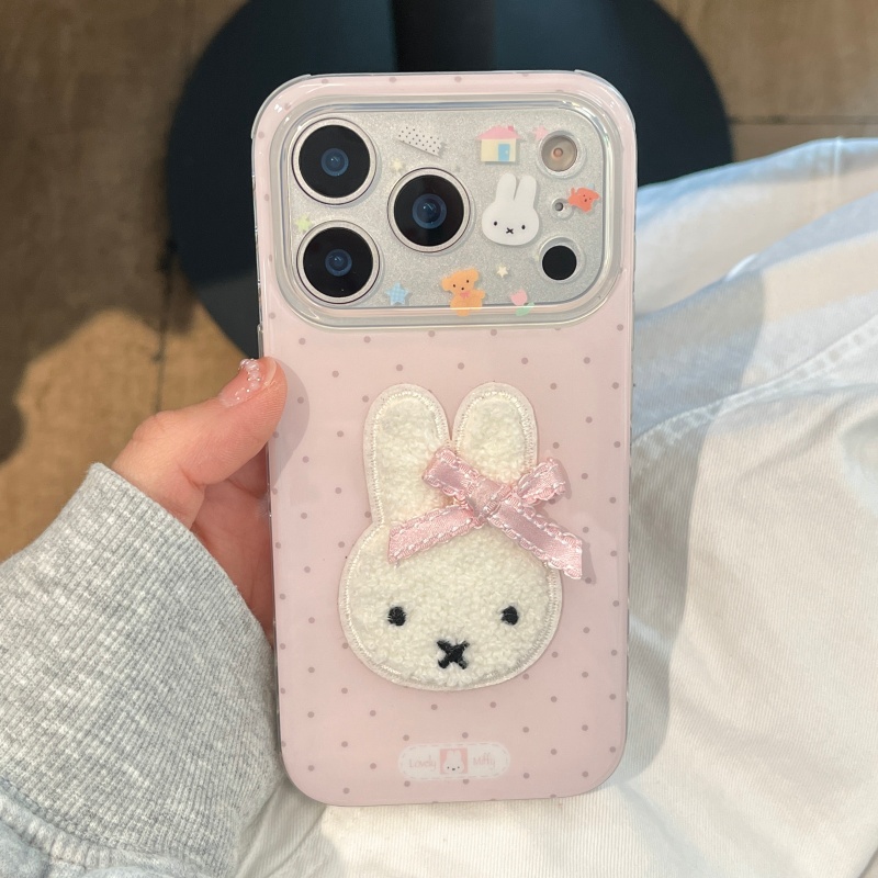かわいいキュートな漫画風ふわふわミッフィー ピンクの水玉模様 - Cute Cartoon Wrist Strap Silicone Case のレビューと価格