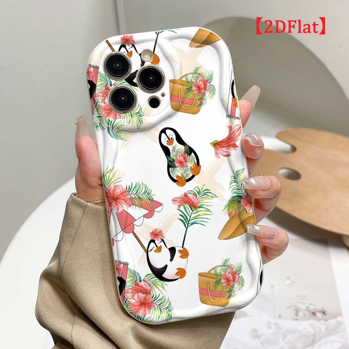 かわいいペンギンのスマホケース。iPhone 18、17 P - Cute Cartoon Wrist Strap Silicone Case のレビューと価格