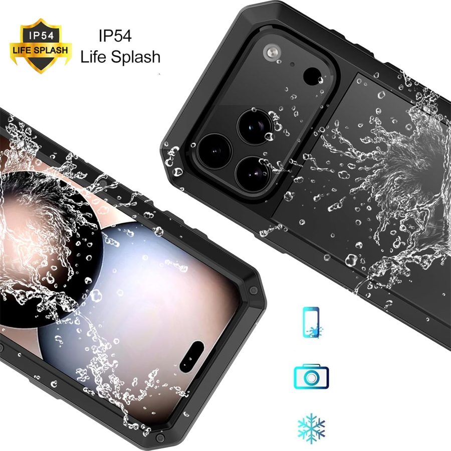 頑丈な金属製のスマートフォンケース。内蔵のガラス製スクリーン - Heavy Duty 360 Full Body Protective Case のレビューと価格